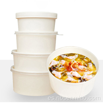 Recipiente de recipiente de comida desechable de tazón de papel de sopa caliente